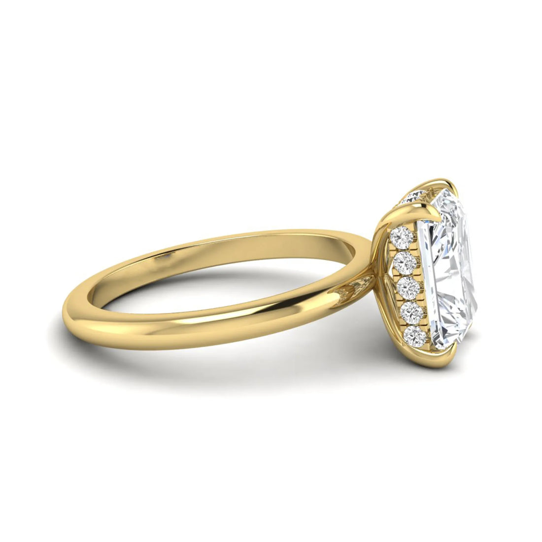 OctaPearl 2.5 ct Radiant Cut Hidden Halo Lab Grown Diamond Solitaire Engagement Ring