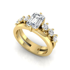 OctaPearl 2 ct Radiant Cut Lab Grown Diamond Side Stone Engagement Ring - alternate view