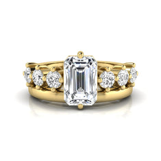 OctaPearl 2 ct Radiant Cut Lab Grown Diamond Side Stone Engagement Ring