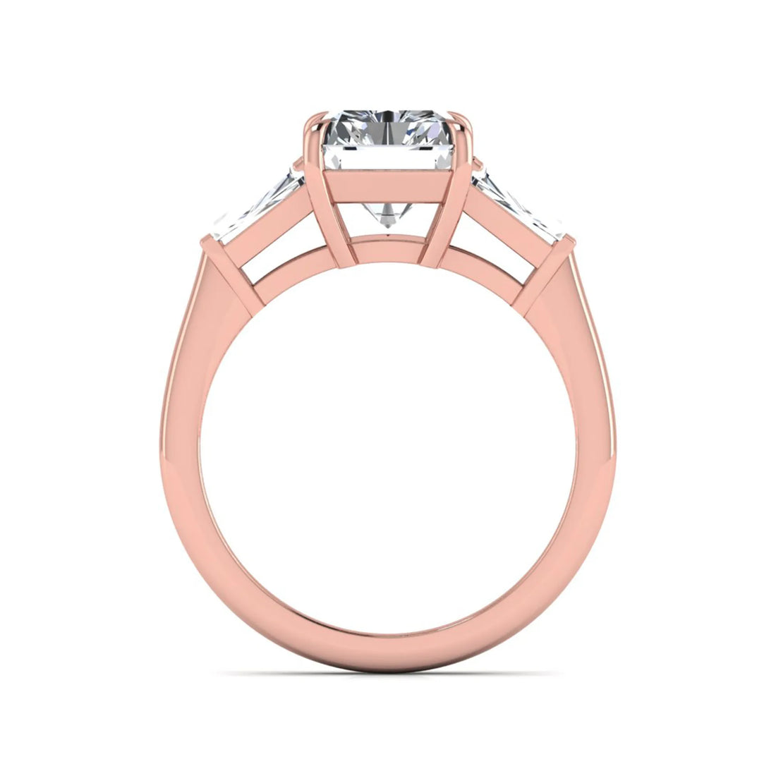 OctaPearl 3.5 ct Radiant Cut Lab Grown Diamond Three Stone Engagement Ring