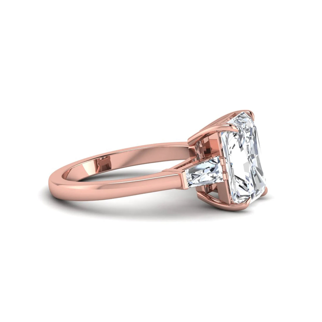 OctaPearl 3.5 ct Radiant Cut Lab Grown Diamond Three Stone Engagement Ring