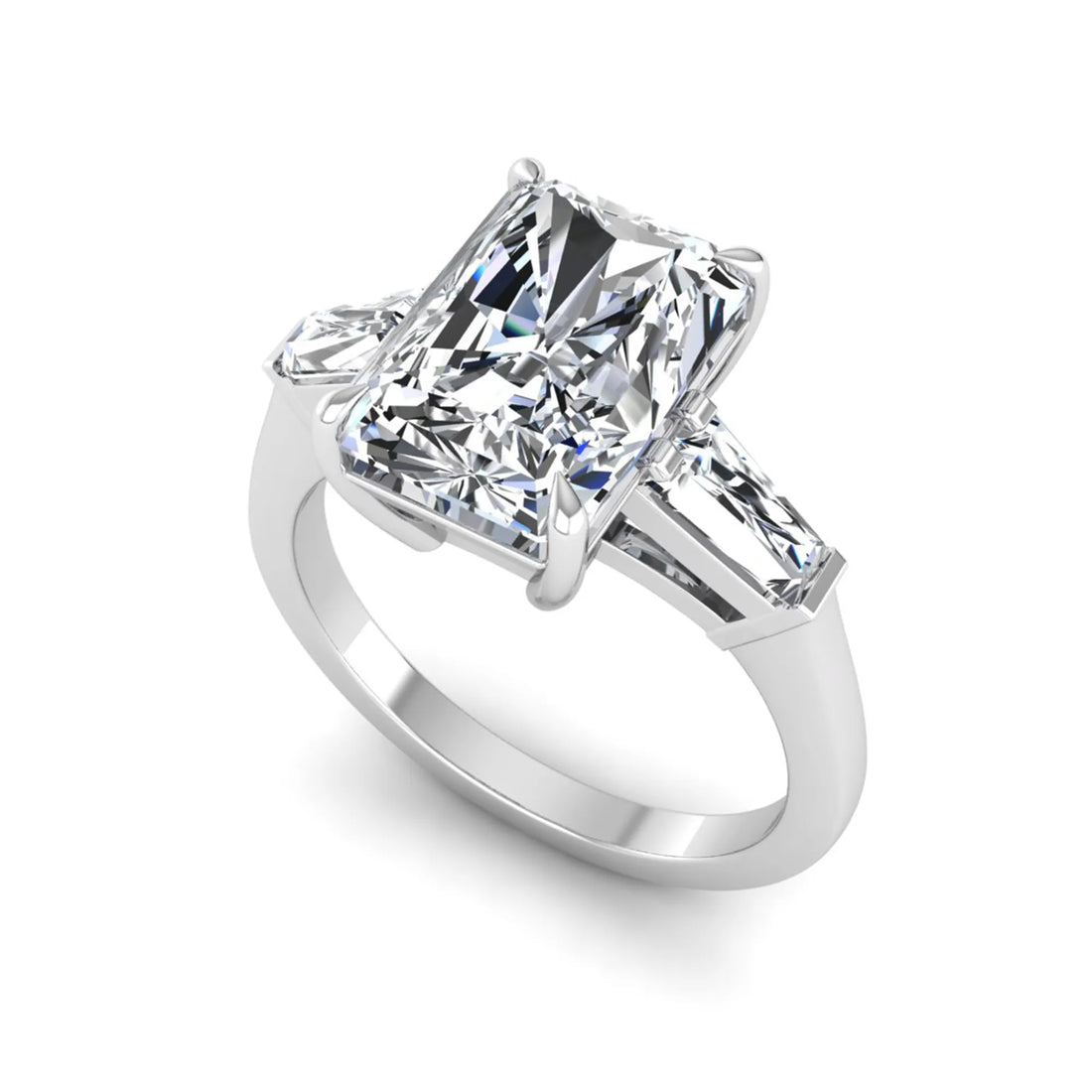 OctaPearl 3.5 ct Radiant Cut Lab Grown Diamond Three Stone Engagement Ring