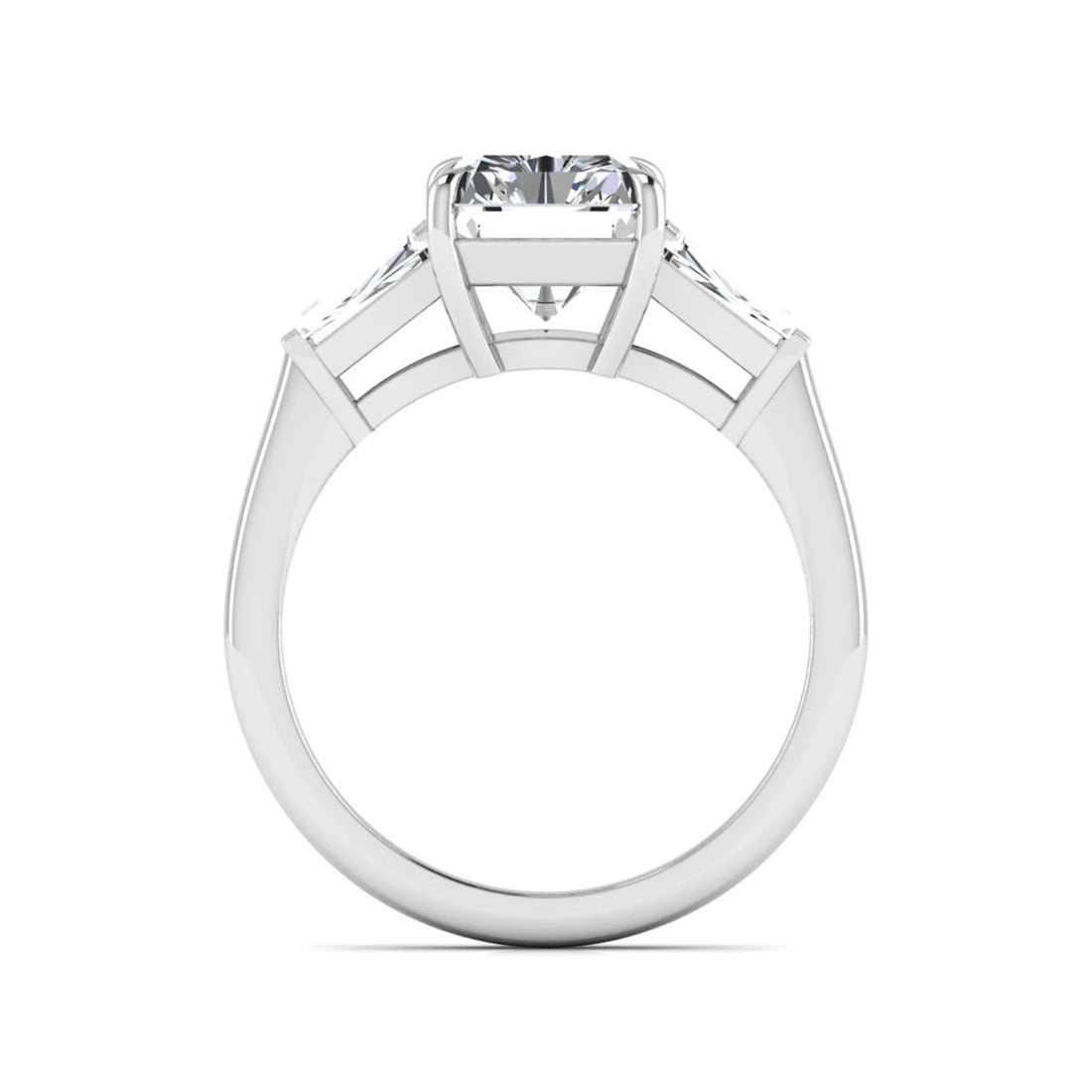 OctaPearl 3.5 ct Radiant Cut Lab Grown Diamond Three Stone Engagement Ring
