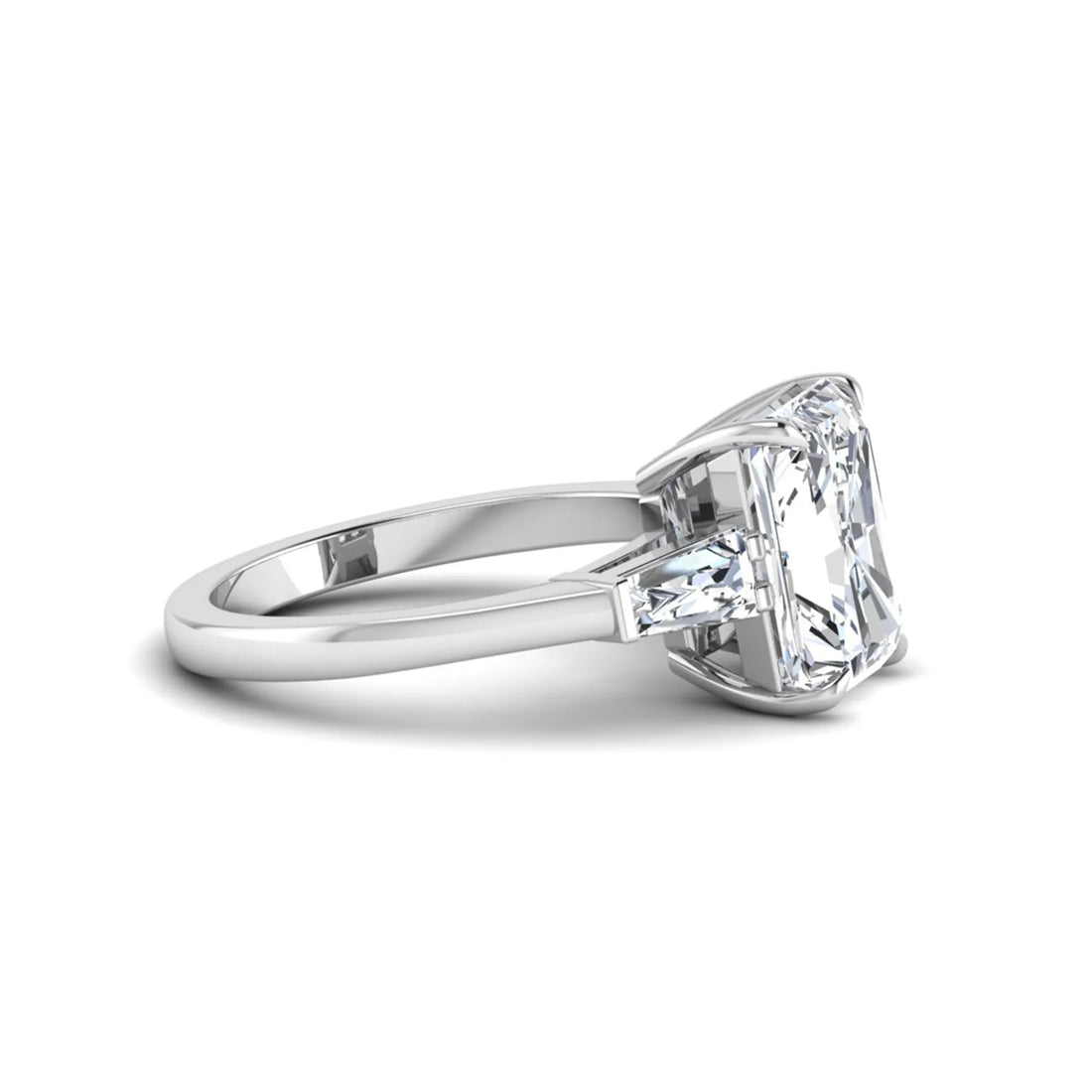 OctaPearl 3.5 ct Radiant Cut Lab Grown Diamond Three Stone Engagement Ring
