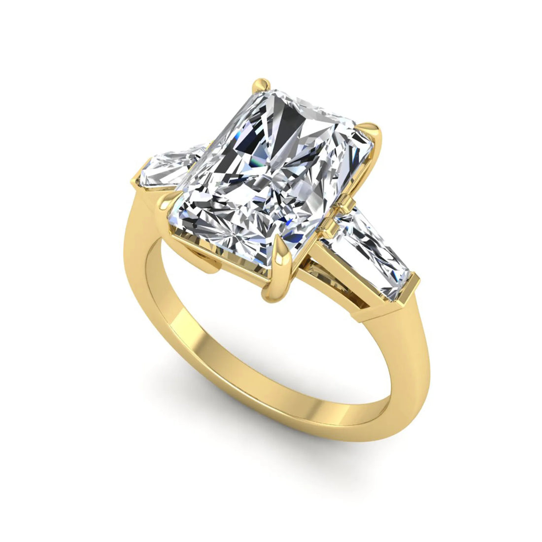 OctaPearl 3.5 ct Radiant Cut Lab Grown Diamond Three Stone Engagement Ring