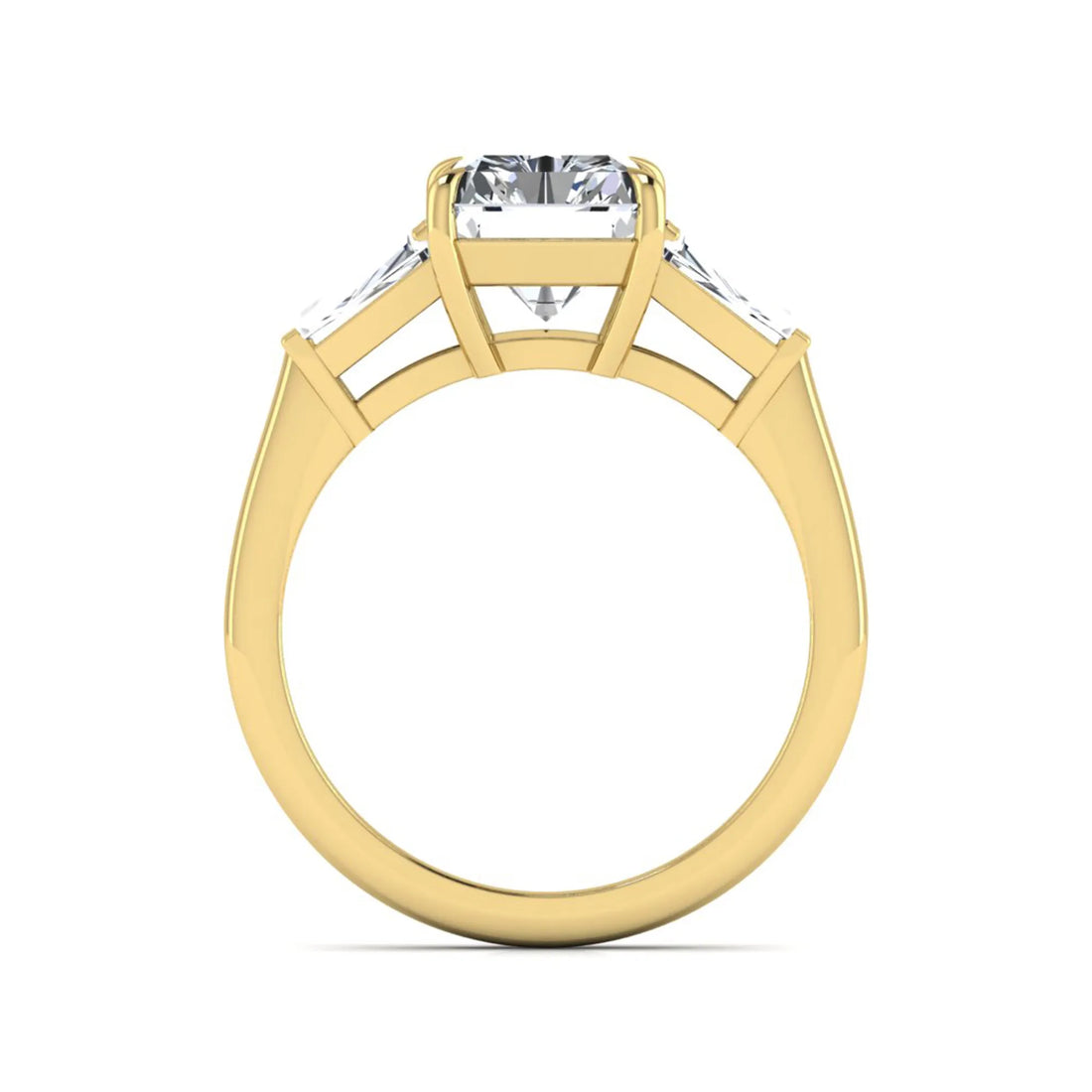 OctaPearl 3.5 ct Radiant Cut Lab Grown Diamond Three Stone Engagement Ring