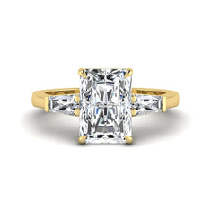 OctaPearl 3.5 ct Radiant Cut Lab Grown Diamond Three Stone Engagement Ring