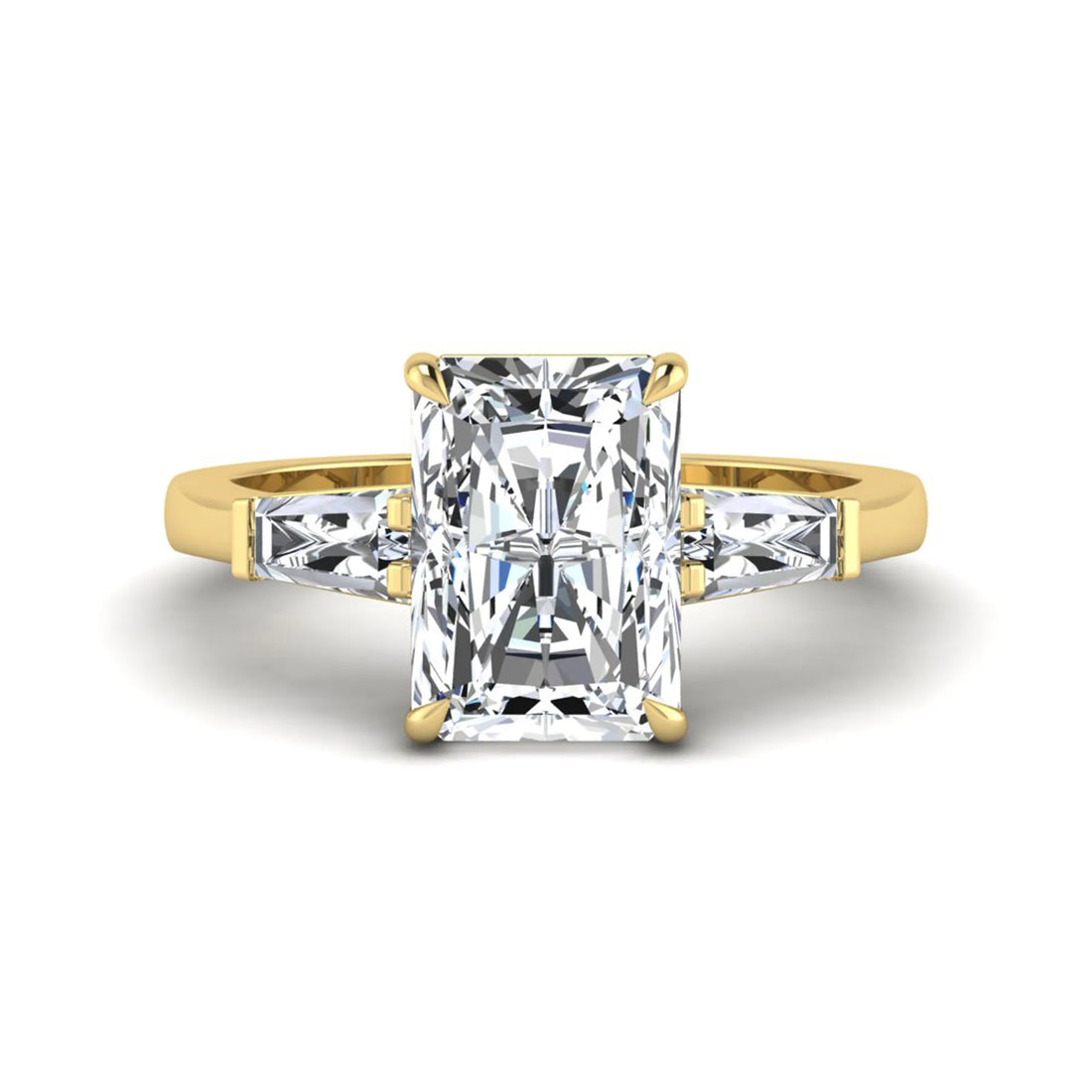 OctaPearl 3.5 ct Radiant Cut Lab Grown Diamond Three Stone Engagement Ring