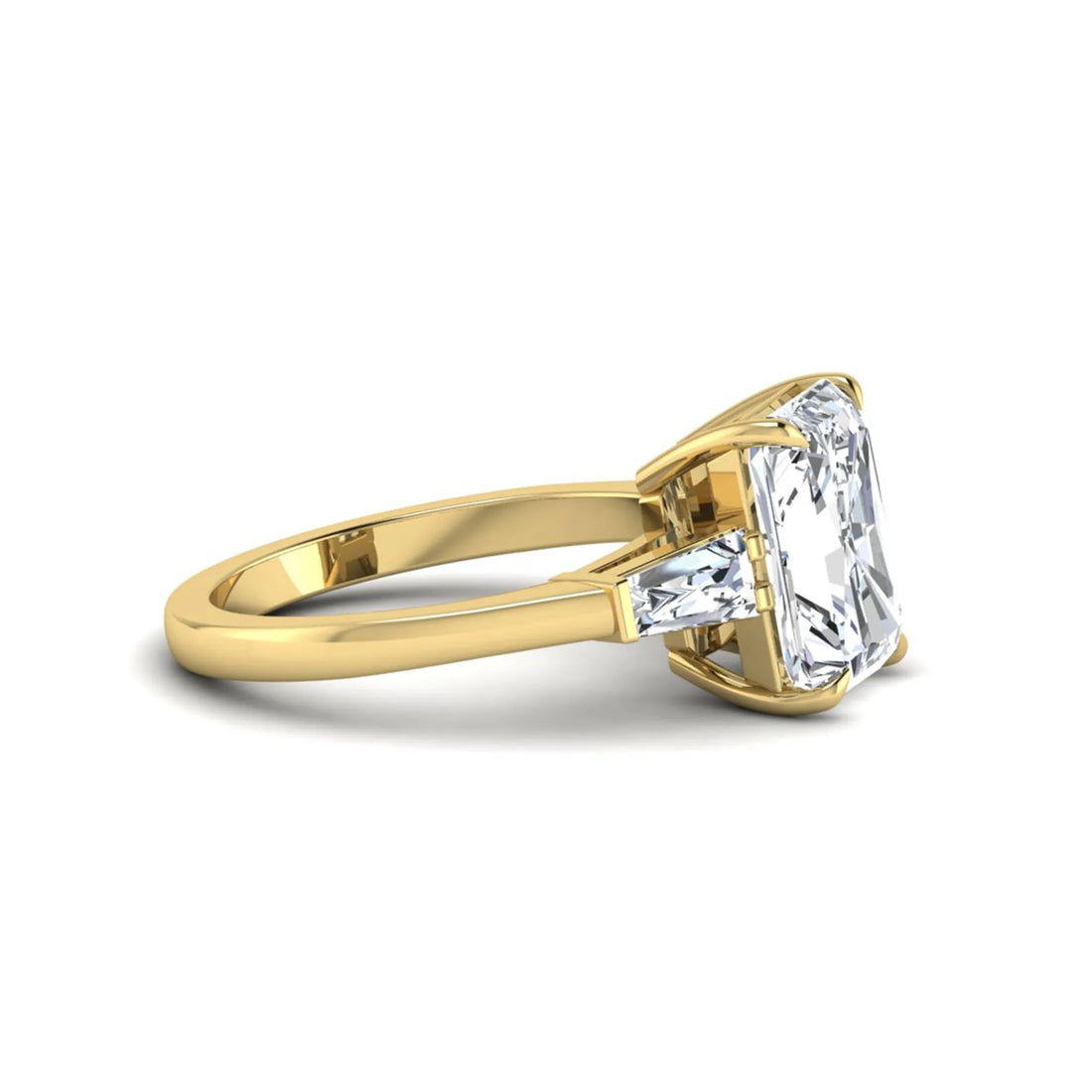 OctaPearl 3.5 ct Radiant Cut Lab Grown Diamond Three Stone Engagement Ring