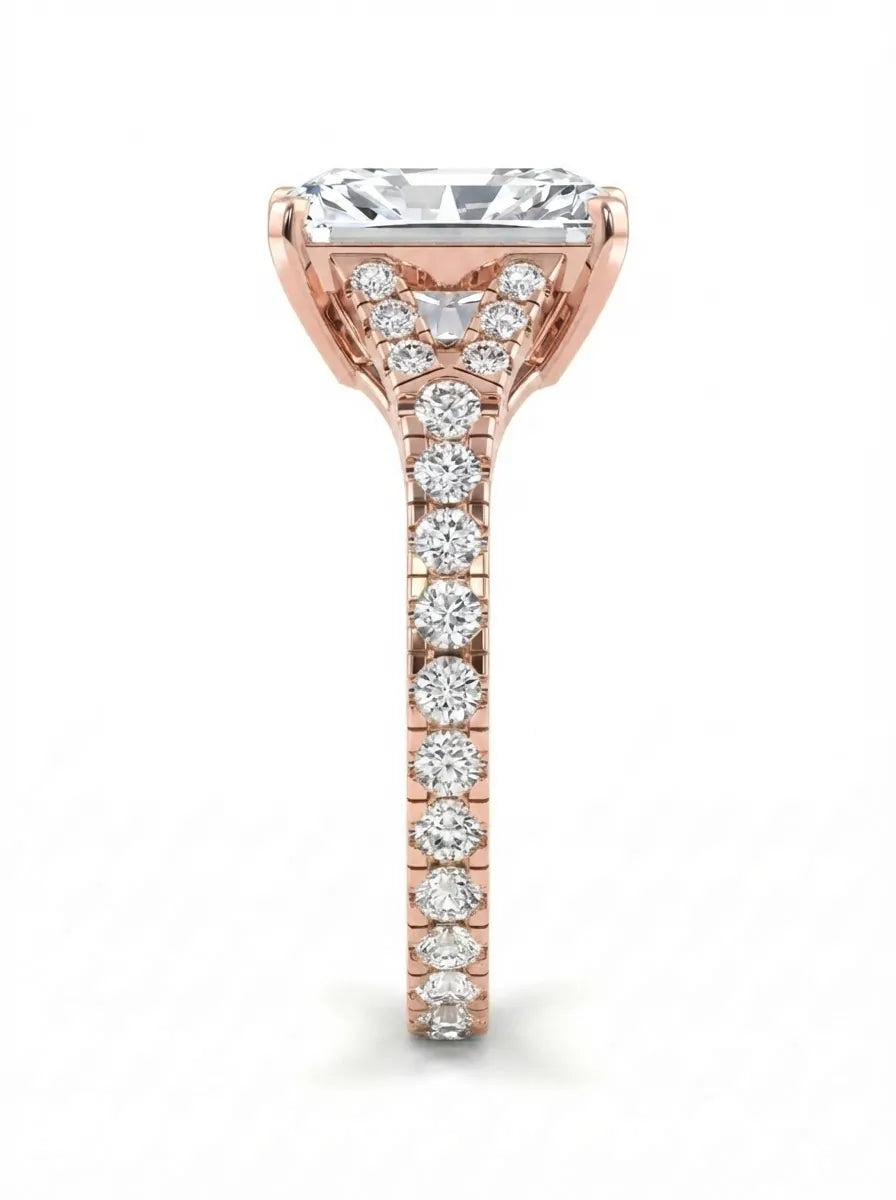 OctaPearl 3.5 ct Radiant Cut Split Shank Lab Grown Diamond Engagement Ring