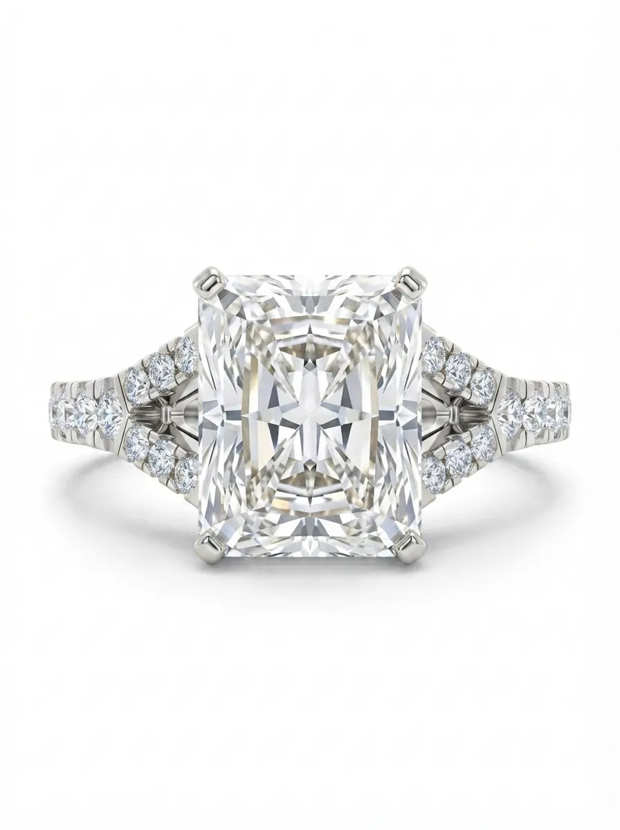 OctaPearl 3.5 ct Radiant Cut Split Shank Lab Grown Diamond Engagement Ring