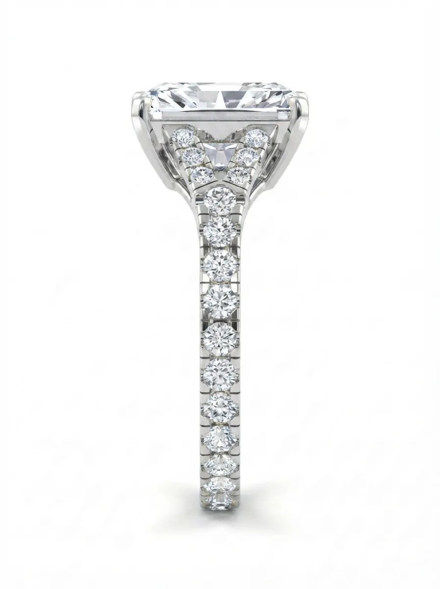 OctaPearl 3.5 ct Radiant Cut Split Shank Lab Grown Diamond Engagement Ring