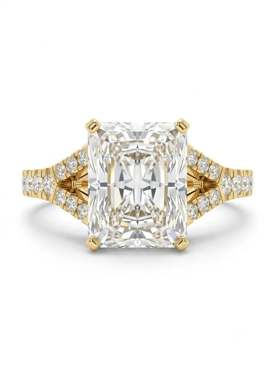 OctaPearl 3.5 ct Radiant Cut Split Shank Lab Grown Diamond Engagement Ring