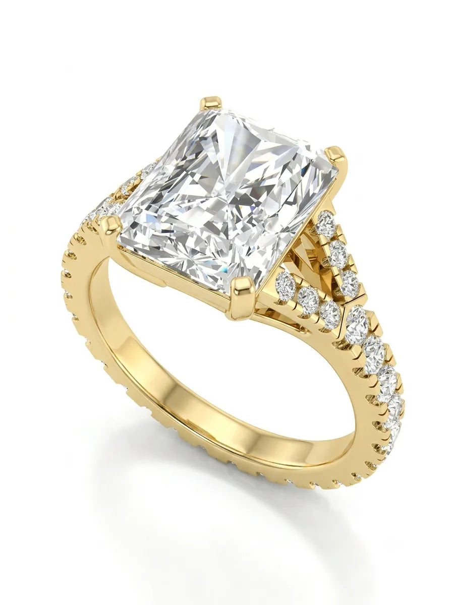OctaPearl 3.5 ct Radiant Cut Split Shank Lab Grown Diamond Engagement Ring