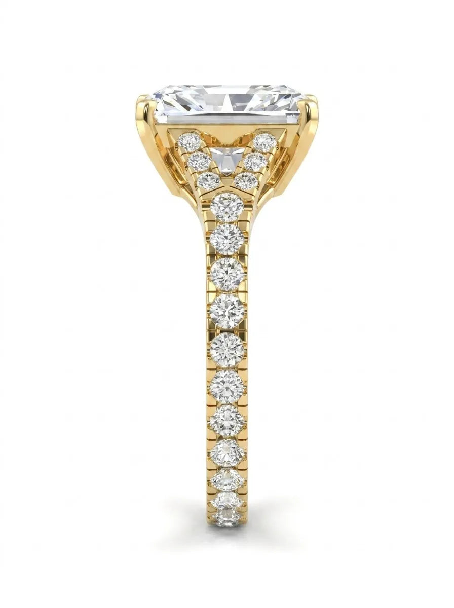 OctaPearl 3.5 ct Radiant Cut Split Shank Lab Grown Diamond Engagement Ring
