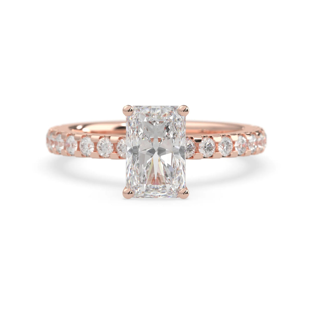 OctaPearl 1.5 ct Radiant Hidden Halo Lab Grown Diamond Pave Engagement Ring