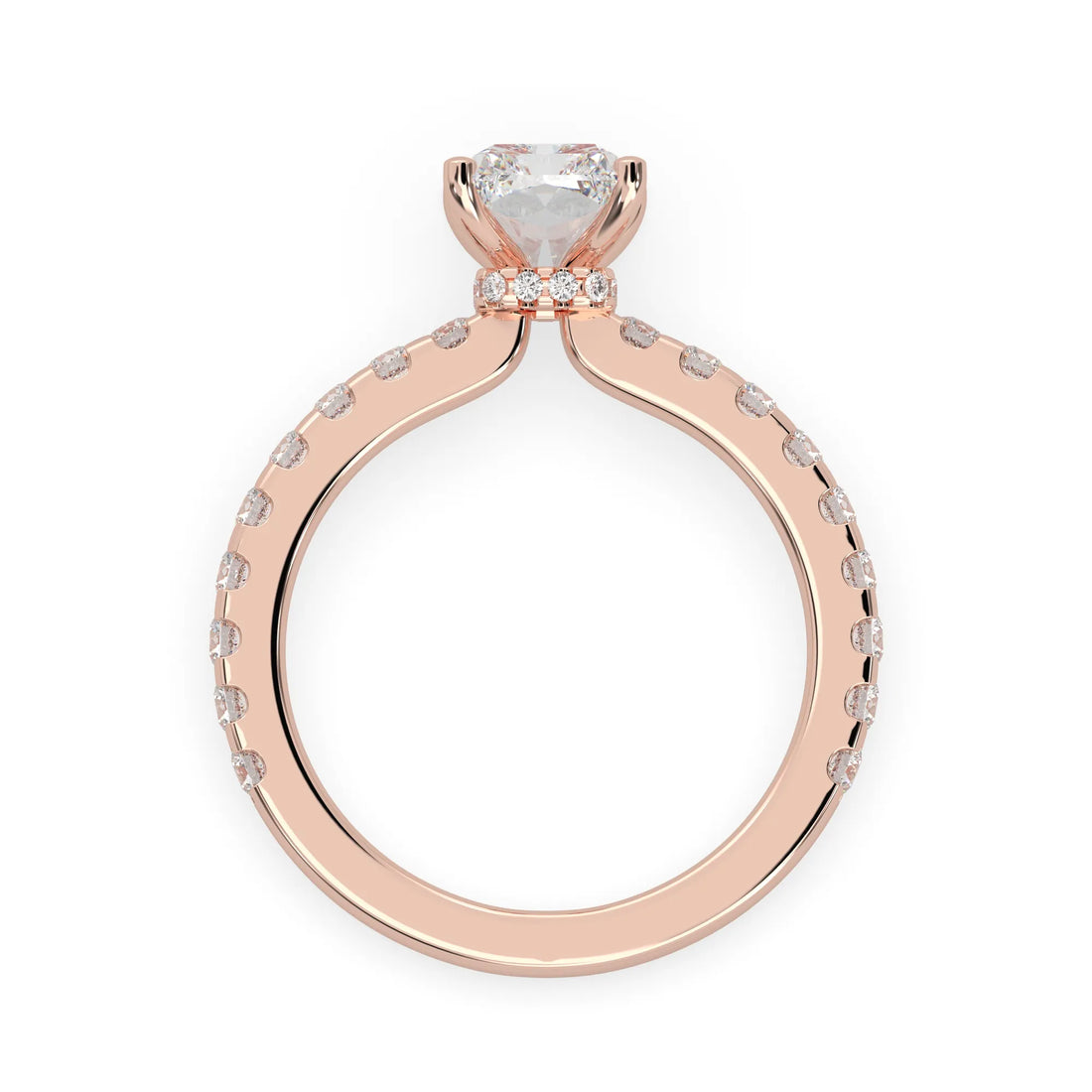 OctaPearl 1.5 ct Radiant Hidden Halo Lab Grown Diamond Pave Engagement Ring