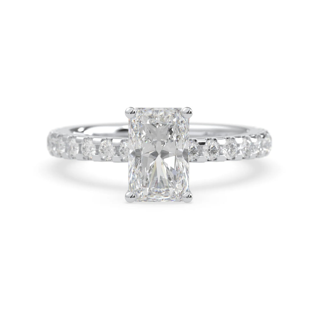 OctaPearl 1.5 ct Radiant Hidden Halo Lab Grown Diamond Pave Engagement Ring