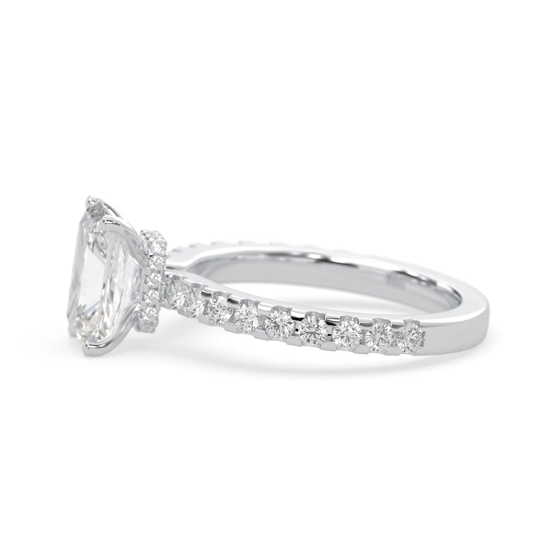 OctaPearl 1.5 ct Radiant Hidden Halo Lab Grown Diamond Pave Engagement Ring