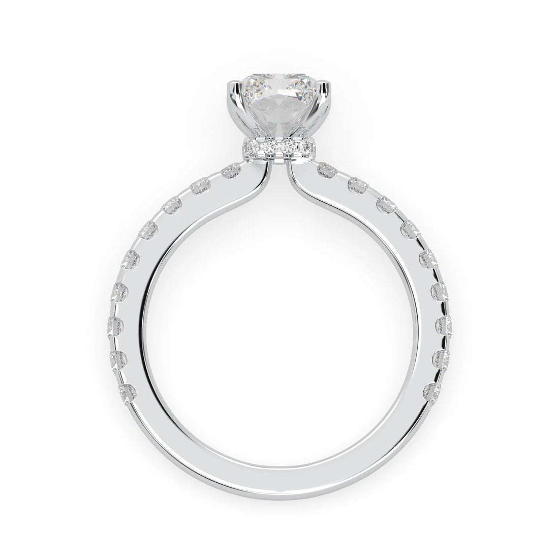 OctaPearl 1.5 ct Radiant Hidden Halo Lab Grown Diamond Pave Engagement Ring