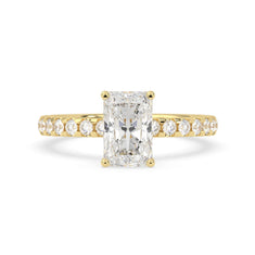 OctaPearl 1.5 ct Radiant Hidden Halo Lab Grown Diamond Pave Engagement Ring