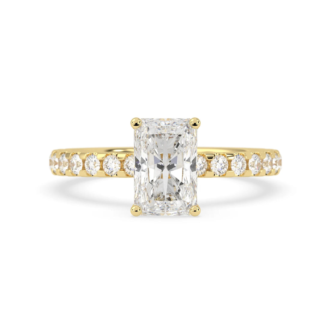 OctaPearl 1.5 ct Radiant Hidden Halo Lab Grown Diamond Pave Engagement Ring