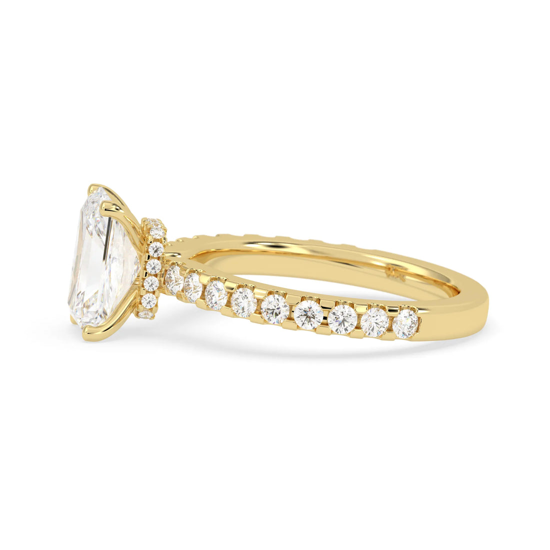 OctaPearl 1.5 ct Radiant Hidden Halo Lab Grown Diamond Pave Engagement Ring