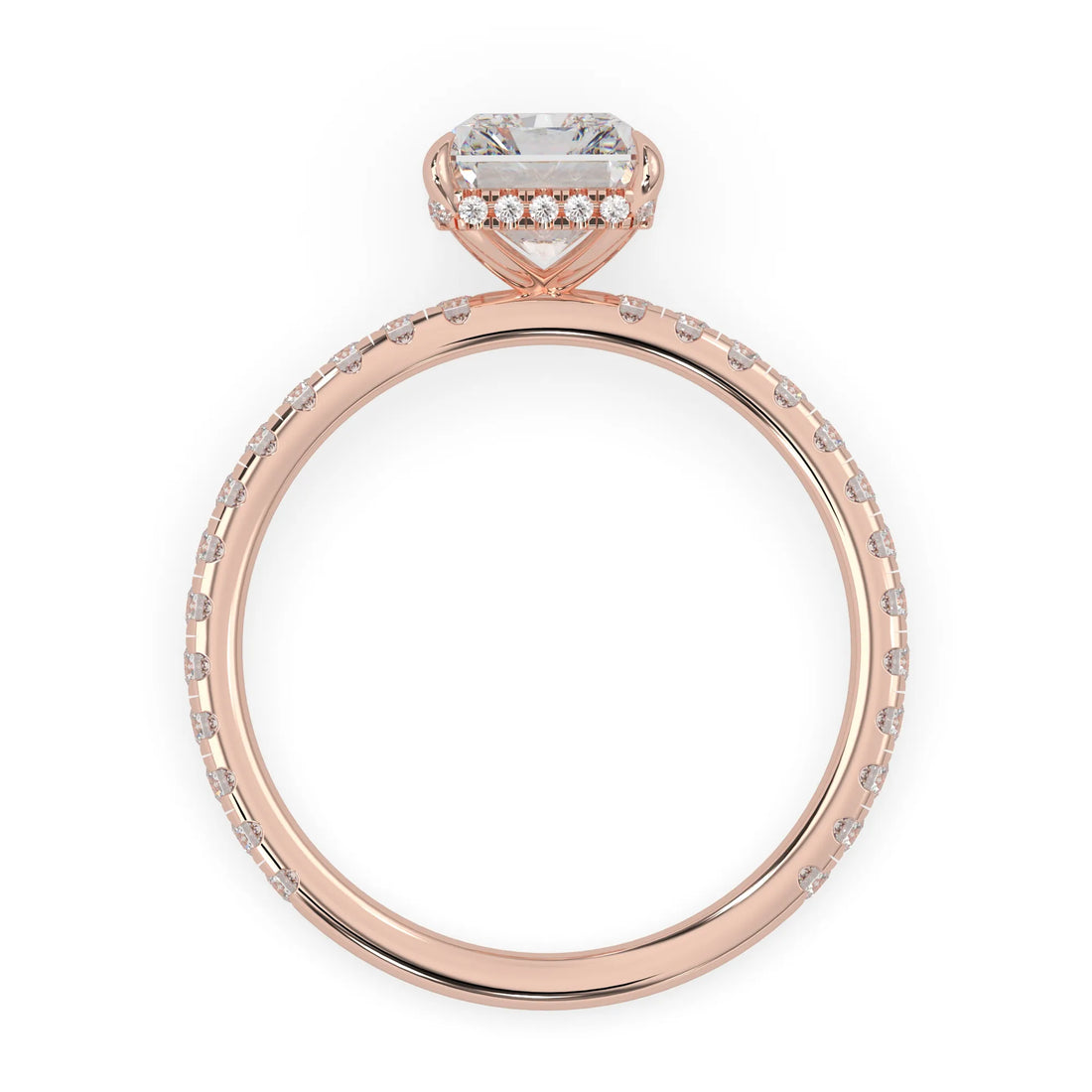 OctaPearl 2.5 ct Radiant Hidden Halo Lab Grown Diamond Pave Engagement Ring