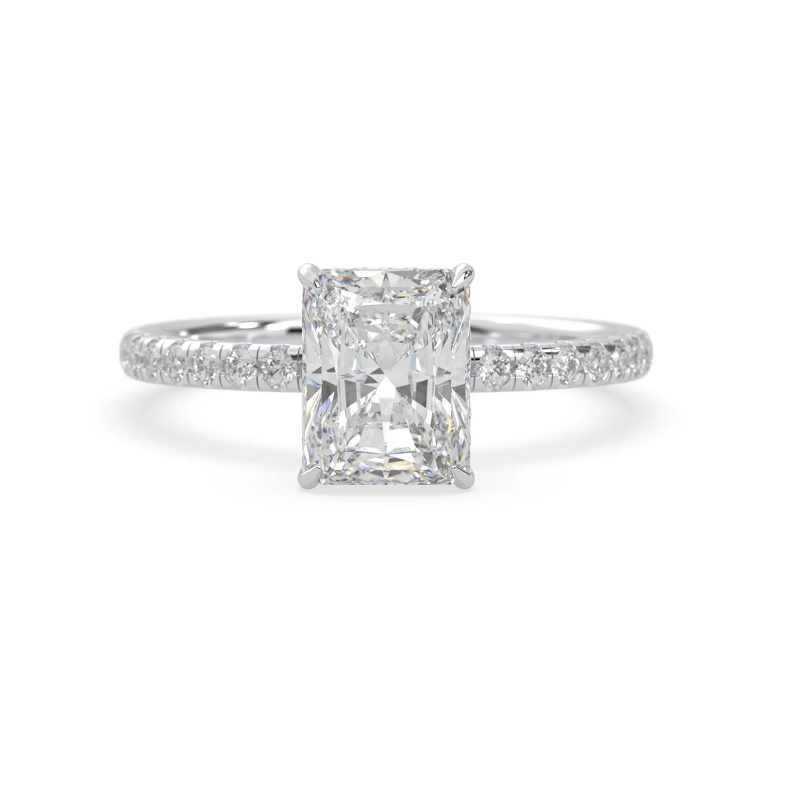 OctaPearl 2.5 ct Radiant Hidden Halo Lab Grown Diamond Pave Engagement Ring