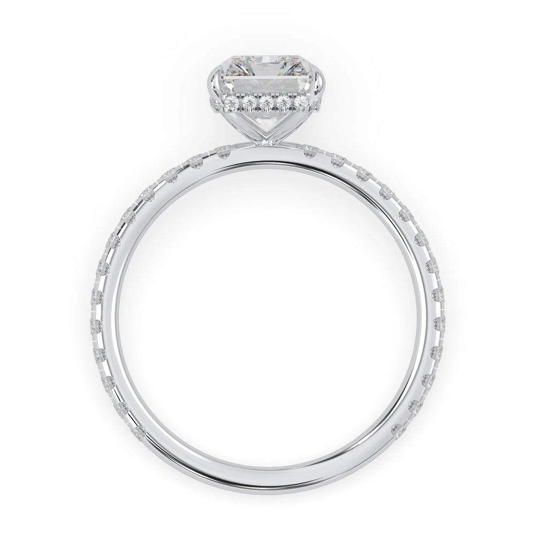 OctaPearl 2.5 ct Radiant Hidden Halo Lab Grown Diamond Pave Engagement Ring