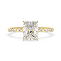 OctaPearl 2.5 ct Radiant Hidden Halo Lab Grown Diamond Pave Engagement Ring