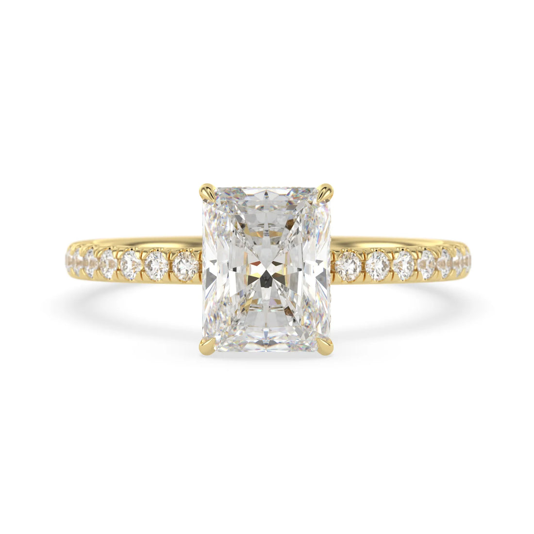 OctaPearl 2.5 ct Radiant Hidden Halo Lab Grown Diamond Pave Engagement Ring