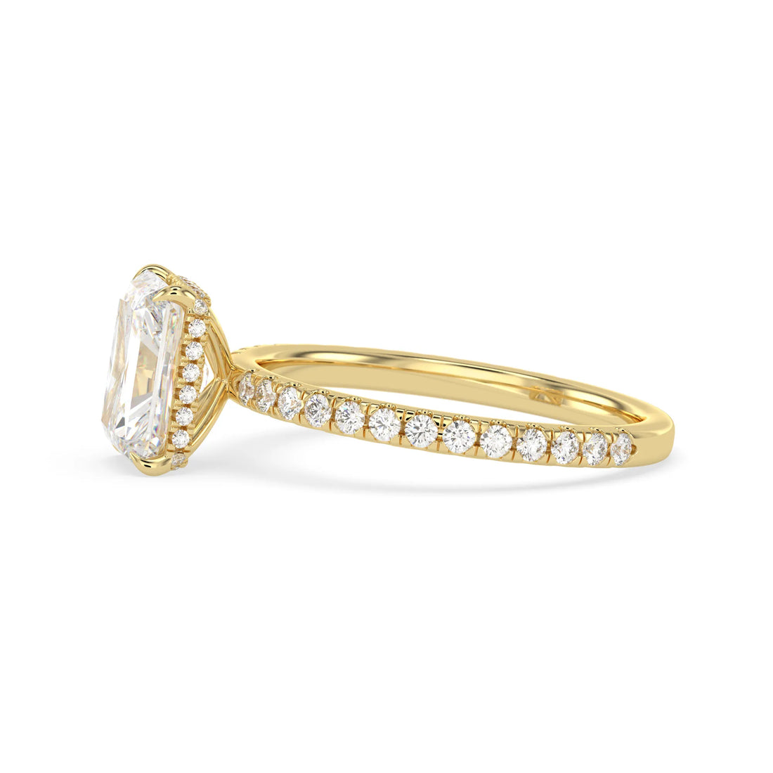 OctaPearl 2.5 ct Radiant Hidden Halo Lab Grown Diamond Pave Engagement Ring