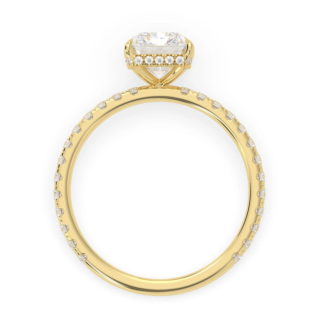 OctaPearl 2.5 ct Radiant Hidden Halo Lab Grown Diamond Pave Engagement Ring