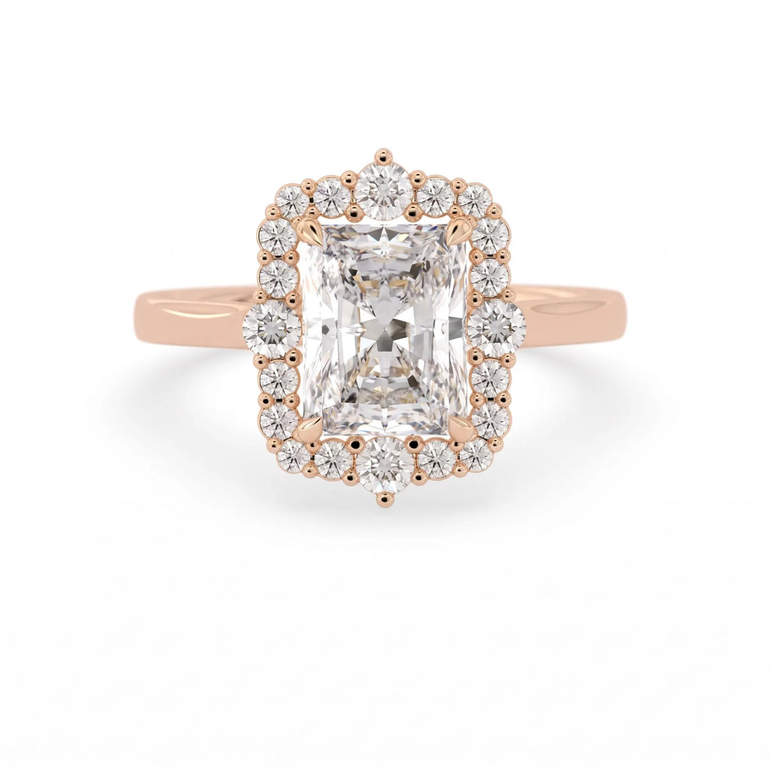 OctaPearl 2.5 ct Radiant Cut Halo Lab Grown Diamond Engagement Ring