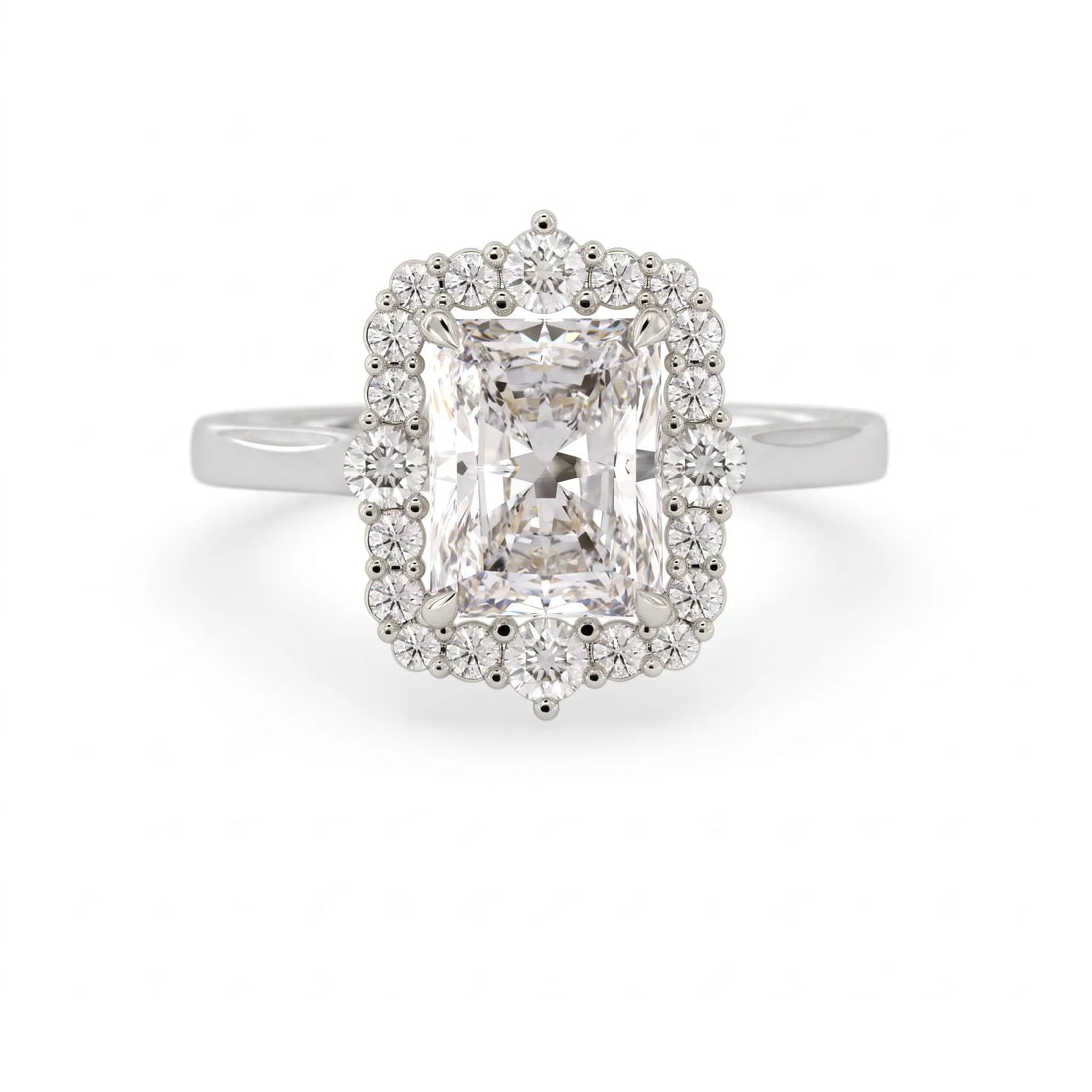 OctaPearl 2.5 ct Radiant Cut Halo Lab Grown Diamond Engagement Ring