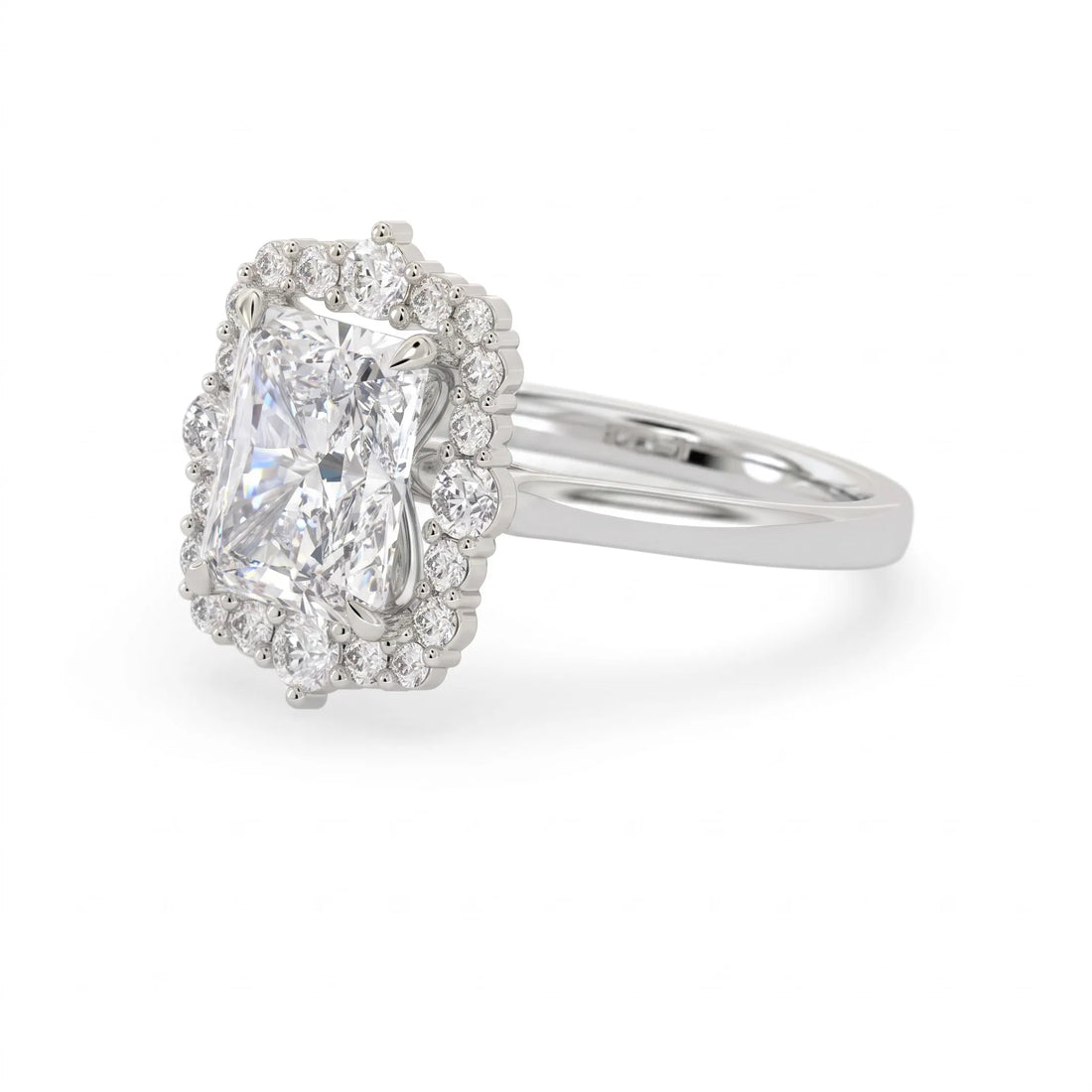 OctaPearl 2.5 ct Radiant Cut Halo Lab Grown Diamond Engagement Ring