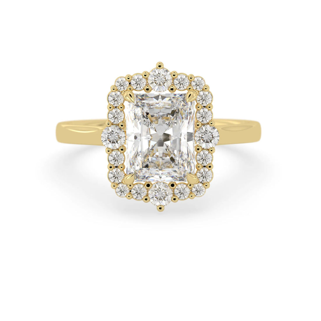 OctaPearl 2.5 ct Radiant Cut Halo Lab Grown Diamond Engagement Ring