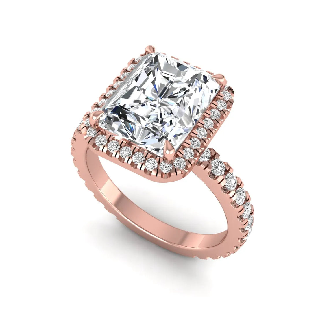 OctaPearl 3.5 ct Radiant Halo Lab Grown Diamond Engagement Ring