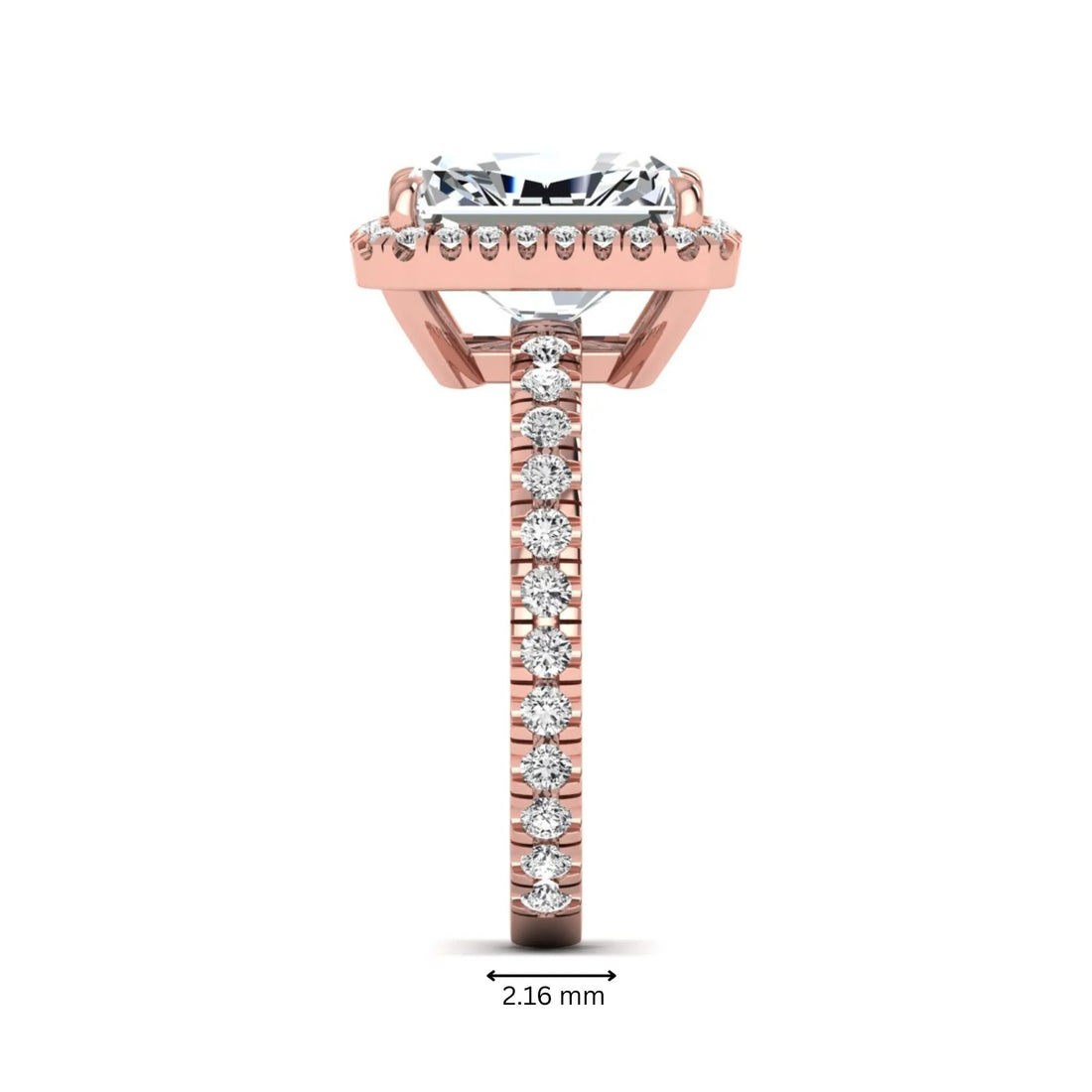 OctaPearl 3.5 ct Radiant Halo Lab Grown Diamond Engagement Ring