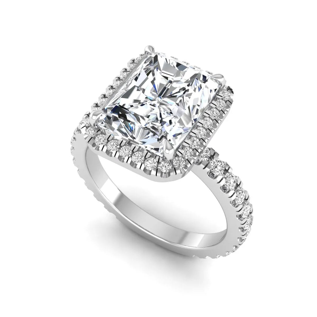 OctaPearl 3.5 ct Radiant Halo Lab Grown Diamond Engagement Ring