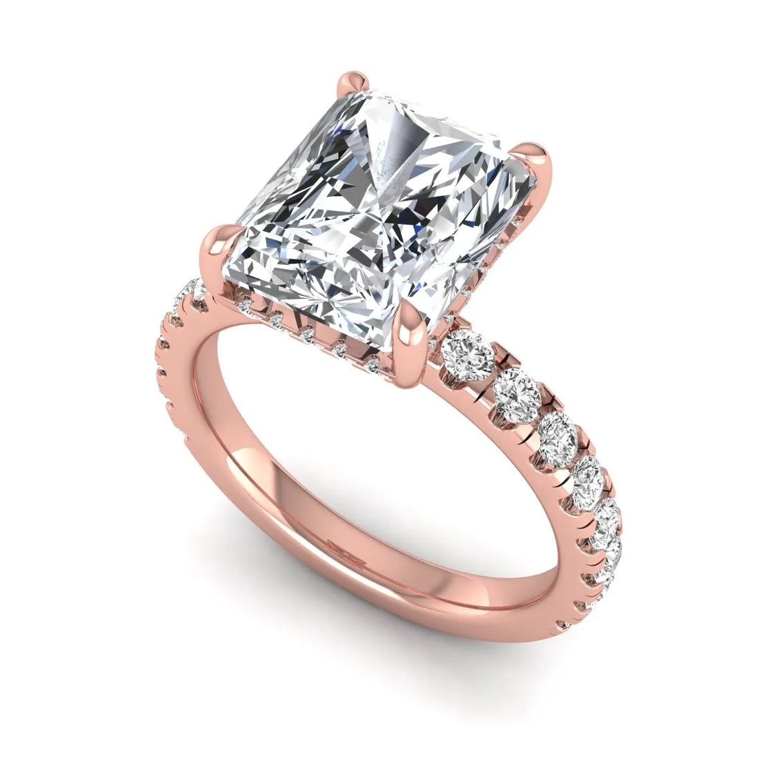 OctaPearl 3.5 ct Radiant Hidden Halo Lab Grown Diamond Engagement Ring