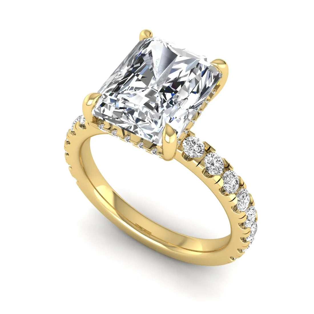 OctaPearl 3.5 ct Radiant Hidden Halo Lab Grown Diamond Engagement Ring