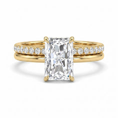 OctaPearl 2 ct Radiant Hidden Halo Pavé Lab Grown Diamond Bridal Ring Set