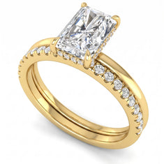 OctaPearl 2 ct Radiant Hidden Halo Pavé Lab Grown Diamond Bridal Ring Set - alternate view