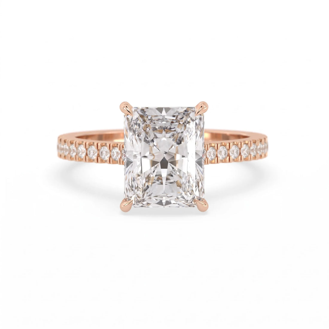 OctaPearl 3.5 ct Radiant Hidden Halo Pavé Lab Grown Diamond Engagement Ring