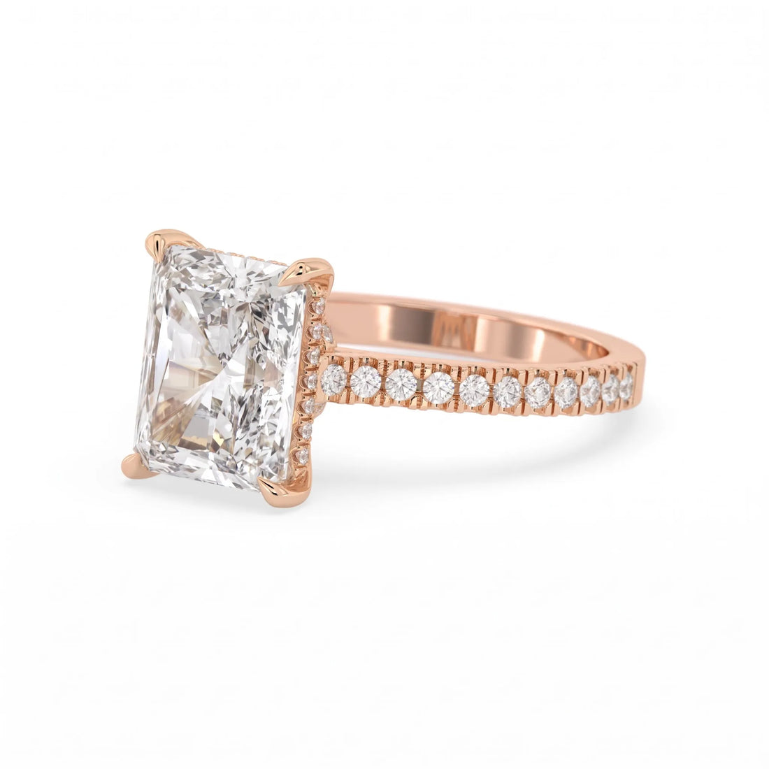 OctaPearl 3.5 ct Radiant Hidden Halo Pavé Lab Grown Diamond Engagement Ring