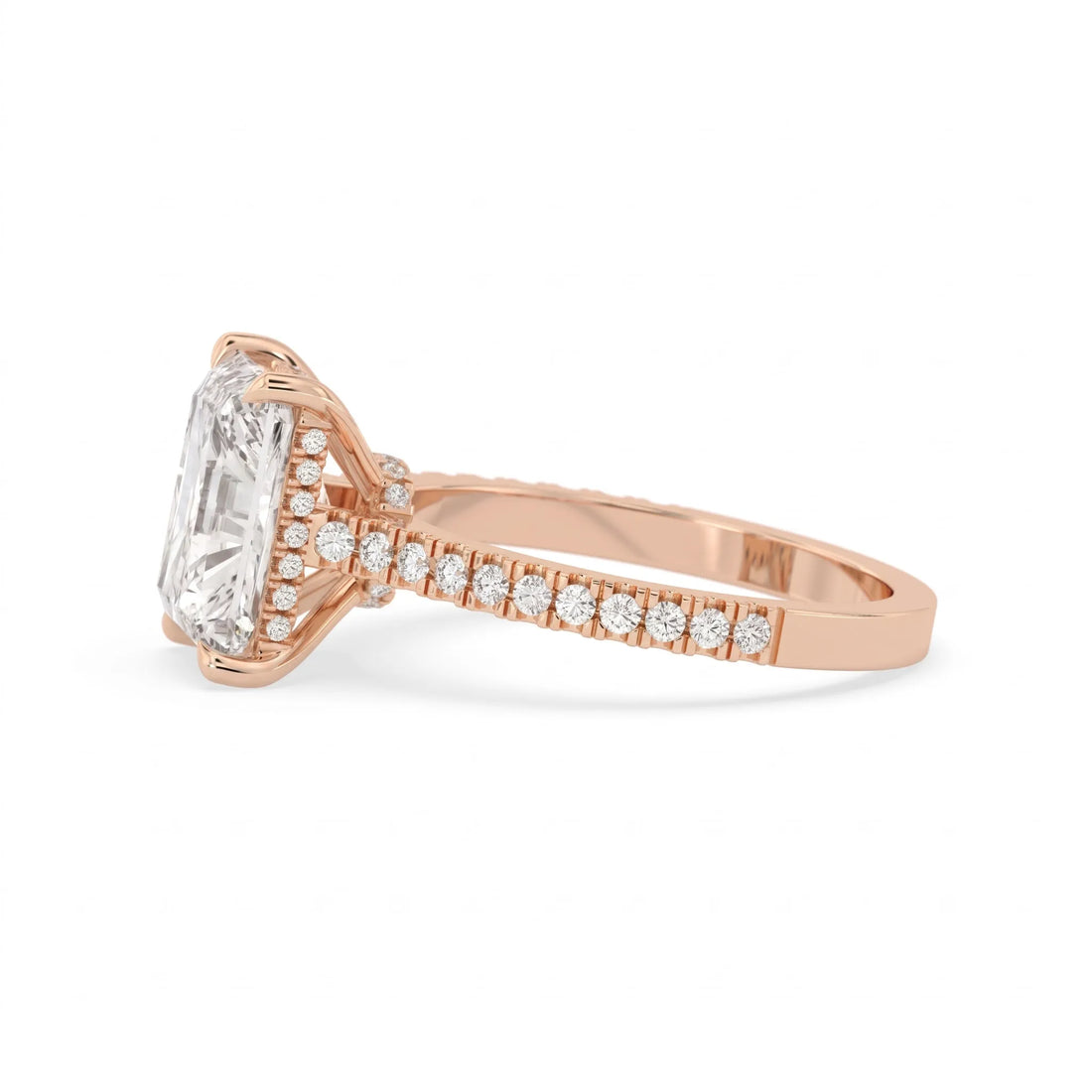 OctaPearl 3.5 ct Radiant Hidden Halo Pavé Lab Grown Diamond Engagement Ring