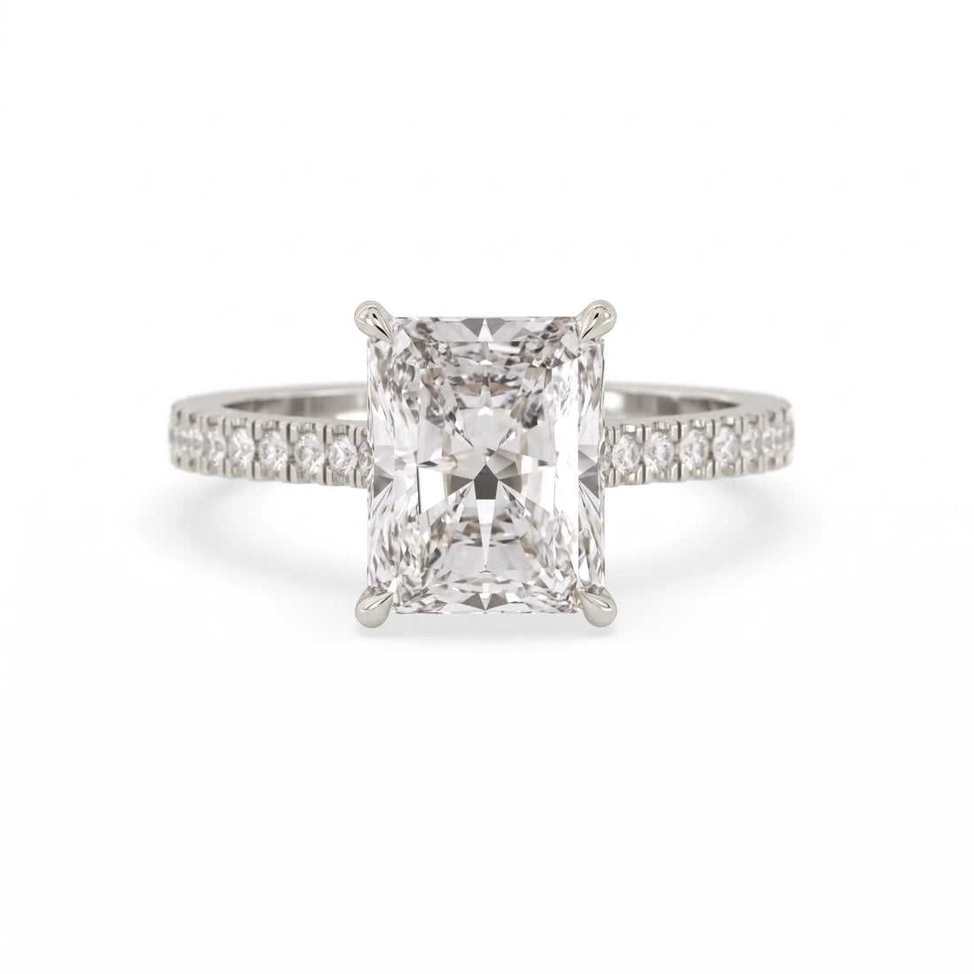 OctaPearl 3.5 ct Radiant Hidden Halo Pavé Lab Grown Diamond Engagement Ring