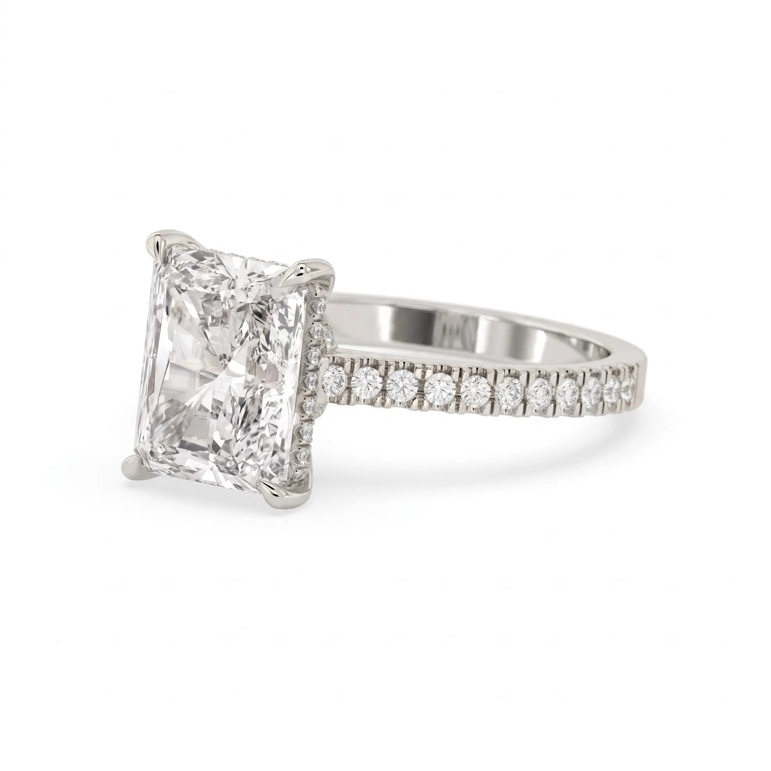 OctaPearl 3.5 ct Radiant Hidden Halo Pavé Lab Grown Diamond Engagement Ring